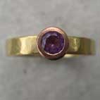Amethyst engagement band from above