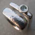 Topaz square ring  with a wide siver ring