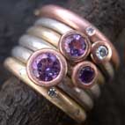 Amethyst engagement ring stack