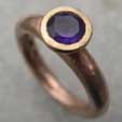 Chunky Amethyst Engagement Ring made in red gold