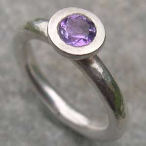 Silver amethyst engagement ring