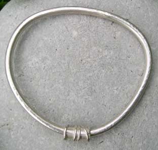 silver charm bead bangle
