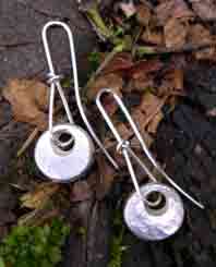 handcrafted silver pebble design earrings