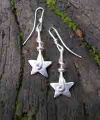 handmade silver star earrings