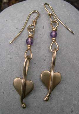 handmade gold leaf design earrings
