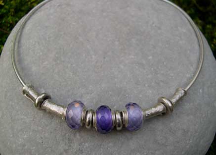 Purple and Lilac beaded necklace with extra silver beads