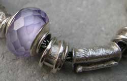 lilac and silver bead bracelet detail