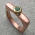 square red gold ring with Emerald