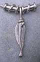 Silver feather pendant with 2 beads