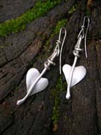 silver heart leaves design earring