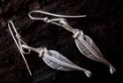 designer silver feather earrings