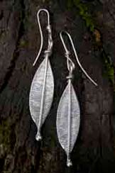 contemporary silver leaf earrings
