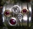 Ruby diamond and silver rings