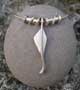 Silver leaf pendant with 2 twist beads