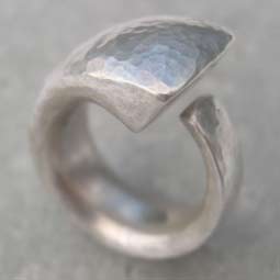 handmade contemporary carved silver ring