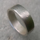 handmade hammered wide silver band