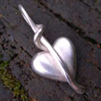 chunky handmade silver heart pendant