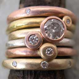 Diamond and gold rings