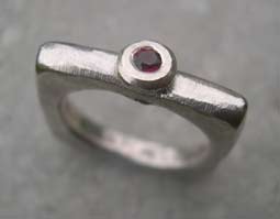 square silver garnet ring