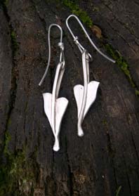 silver leaf  designer earrings