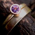 Amethyst engagement ring with a wedding ring