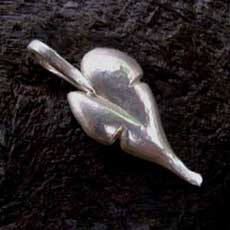 chunky silver leaf pendant, the right hand leaf of the pair