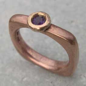 Amethyst Square Ring 9ct red gold