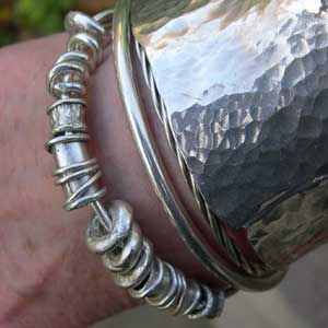 designer silver beads , bangle and cuff