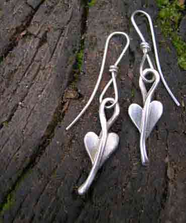 silver heart design earrings